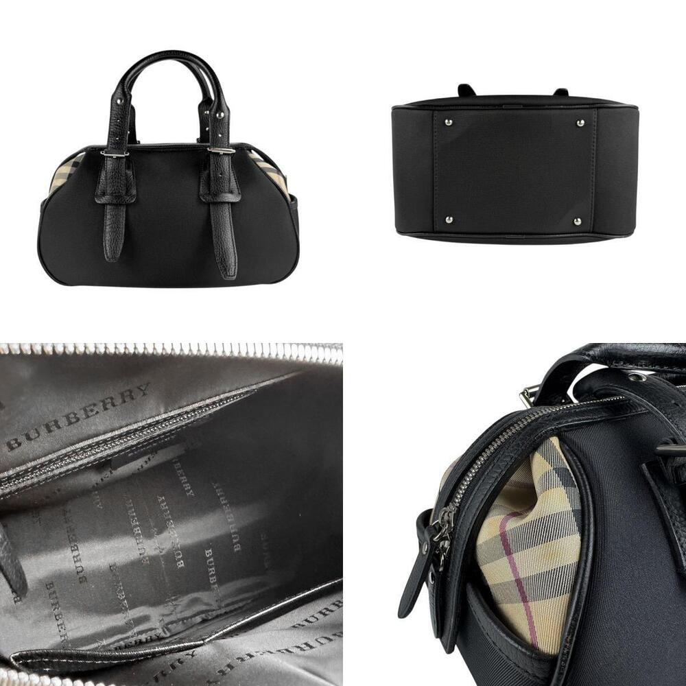 Burberry Nova Check Canvas Leather Handbag Black Beige Tan Silver - Picture 3 of 4